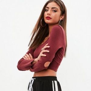 Missguided Petite Rib Longsleeve Top